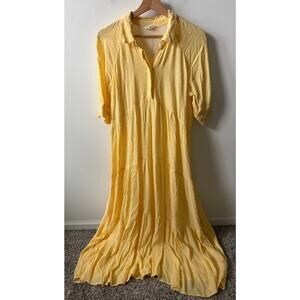 a loves a Button Down Collar Short Balloon Cuff Sleeve midi dress women's S